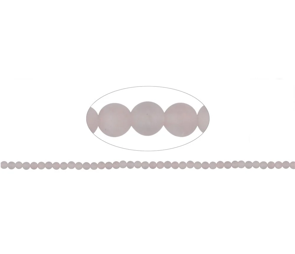 Heilstein & Edelstein-Strang - Kugeln, Rosenquarz, matt, 04mm