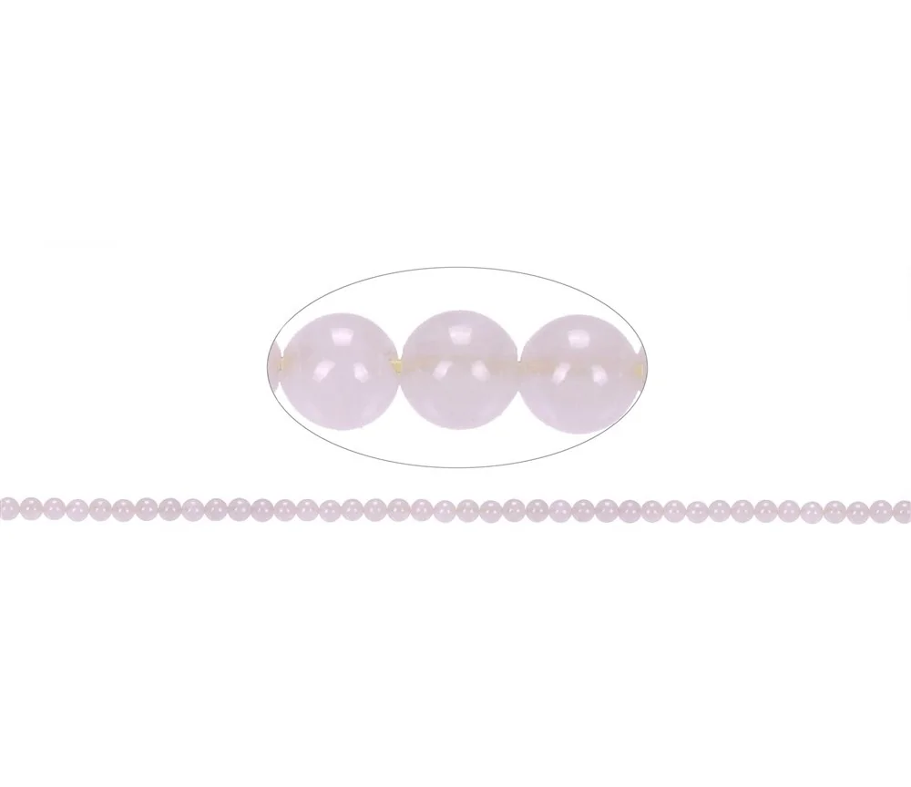 Heilstein & Edelstein-Strang - Kugeln, Rosenquarz, 04mm