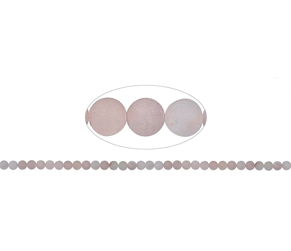 Heilstein & Edelstein-Strang - Kugeln, Rosenquarz, matt, 06mm (39 cm)