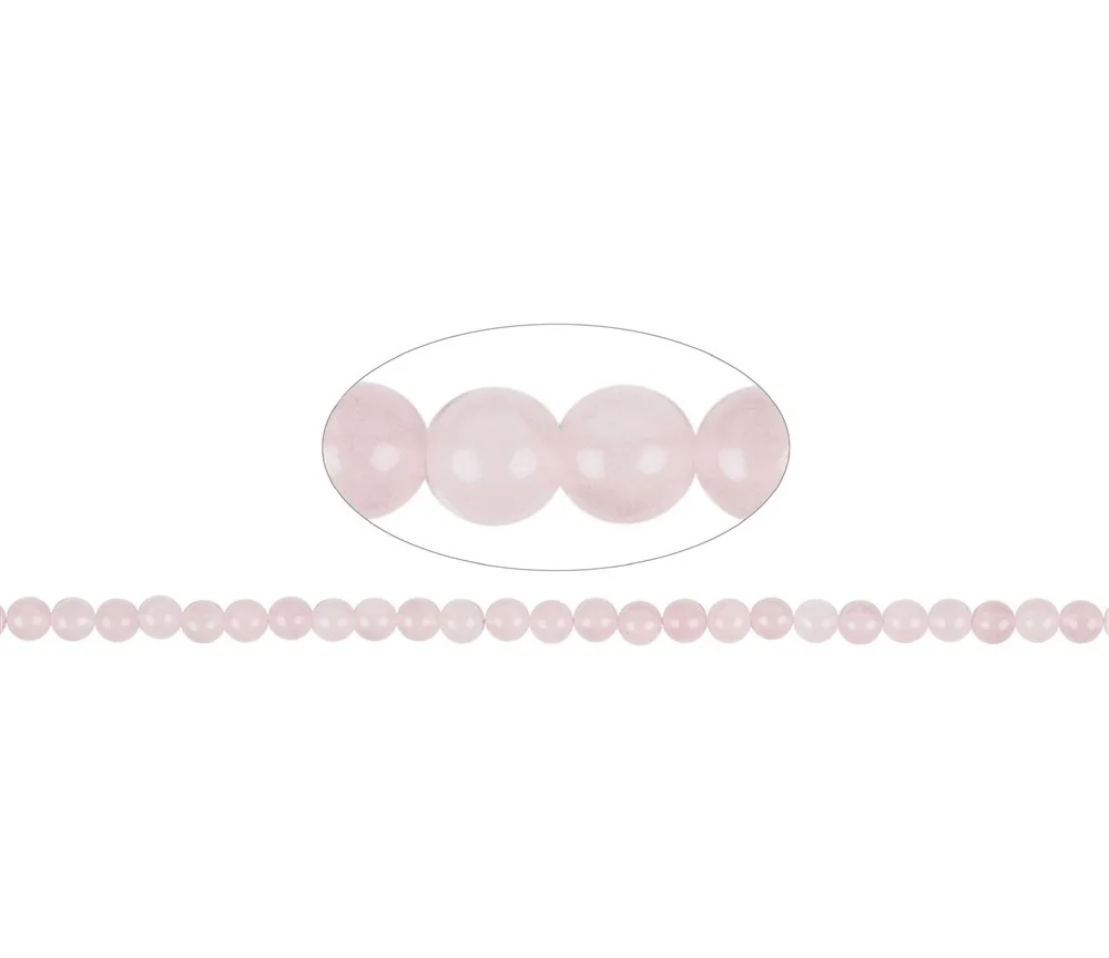 Heilstein & Edelstein-Strang - Kugeln, Rosenquarz, 06mm (ca.)
