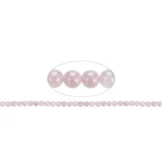 Heilstein & Edelstein-Strang - Kugeln, Rosenquarz A+ (semi-transparent), 06mm (ca.)