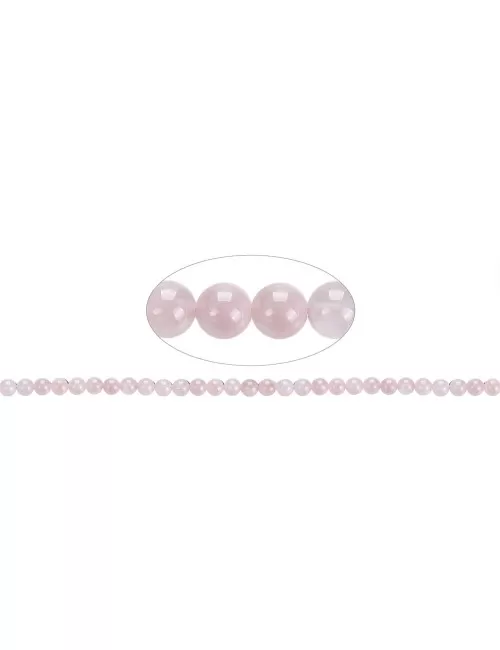 Heilstein & Edelstein-Strang - Kugeln, Rosenquarz A+ (semi-transparent), 06mm (ca.)
