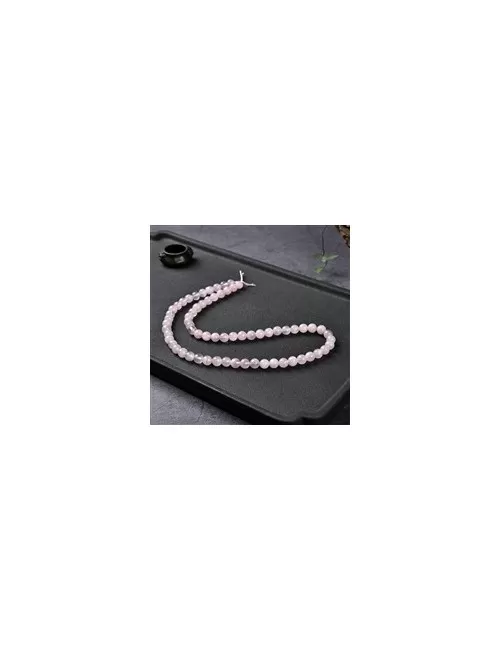 Heilstein & Edelstein-Strang - Kugeln, Rosenquarz A+ (semi-transparent), 06mm (ca.)