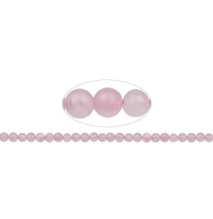 Heilstein & Edelstein-Strang - Kugeln, Rosenquarz, matt, 08mm (39cm)