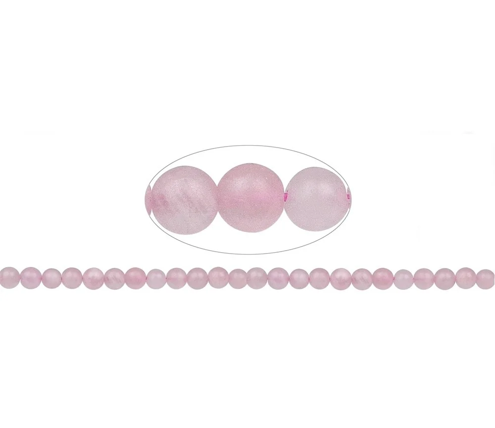 Heilstein & Edelstein-Strang - Kugeln, Rosenquarz, matt, 08mm (39cm)