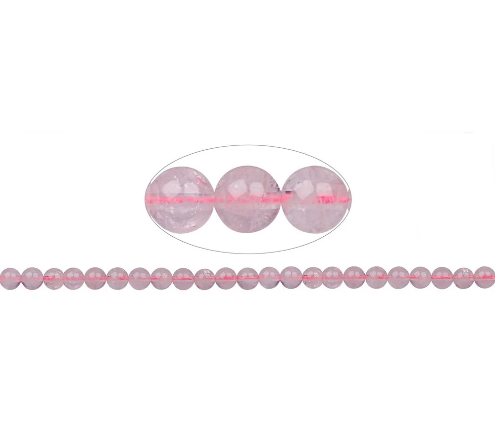 Heilstein & Edelstein-Strang - Kugeln, Rosenquarz, 08mm