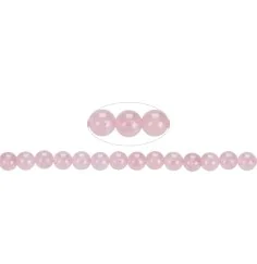 Heilstein & Edelstein-Strang - Kugeln, Rosenquarz A+ (semi-transparent), 08mm