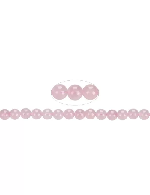 Heilstein & Edelstein-Strang - Kugeln, Rosenquarz A+ (semi-transparent), 08mm