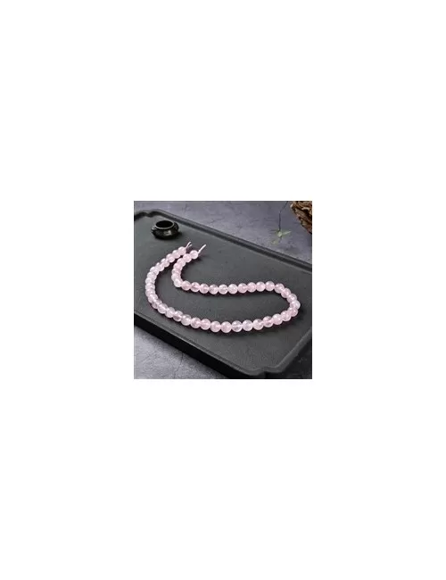 Heilstein & Edelstein-Strang - Kugeln, Rosenquarz A+ (semi-transparent), 08mm