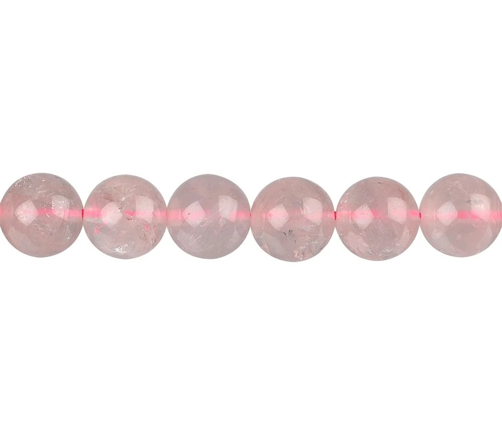 Heilstein & Edelstein-Strang - Kugeln, Rosenquarz A (transparent), 12mm