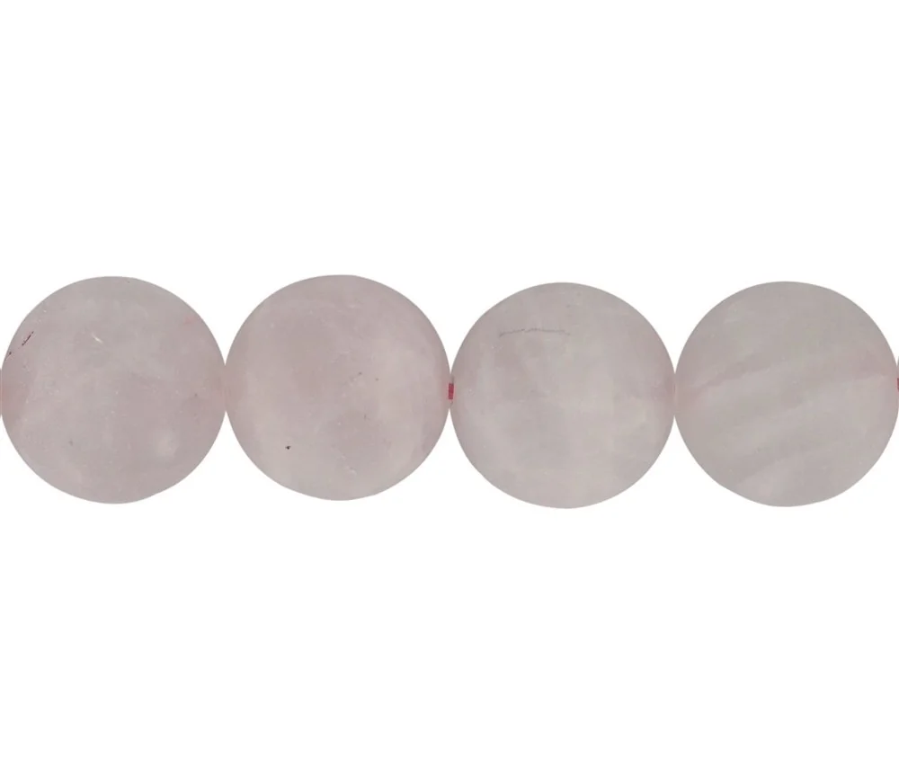Heilstein & Edelstein-Strang - Kugeln, Rosenquarz, matt, 16mm