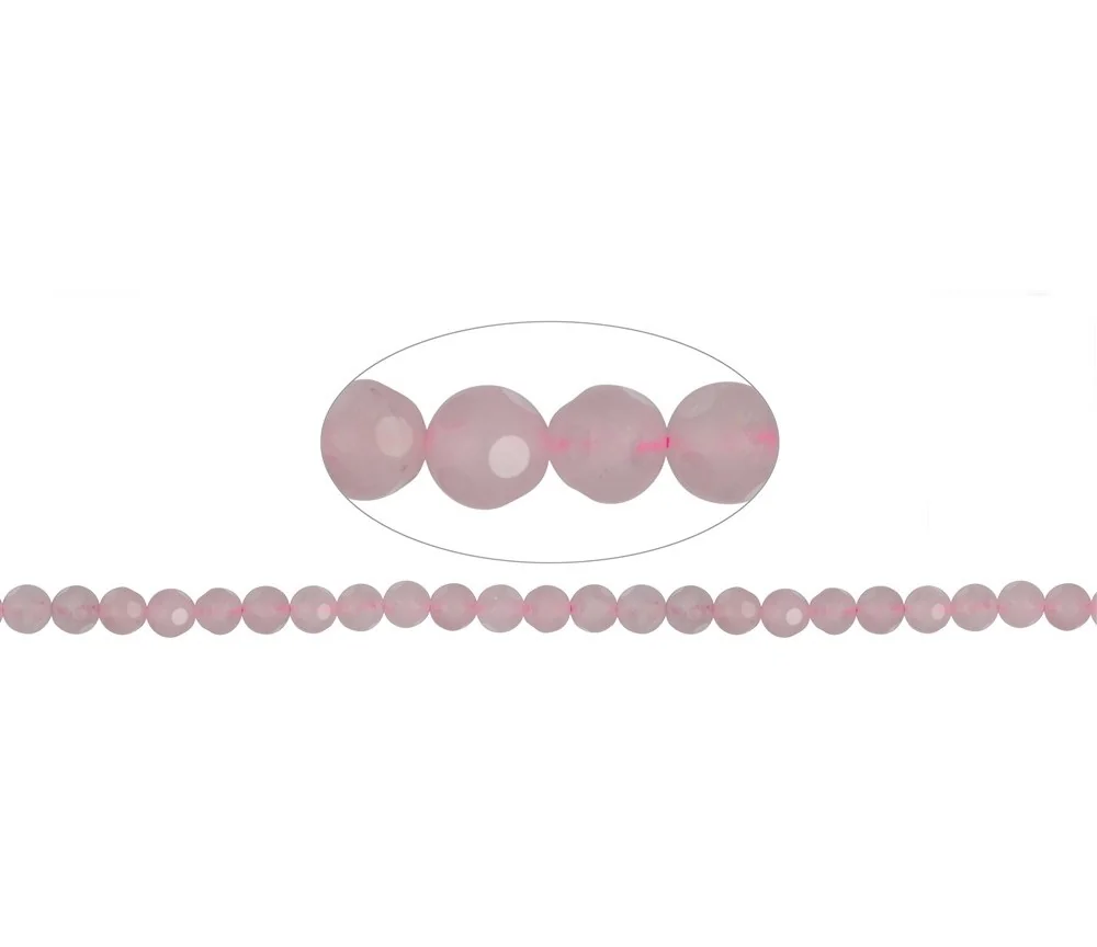 Heilstein & Edelstein-Strang - Kugeln Fenster, Rosenquarz A, 08mm