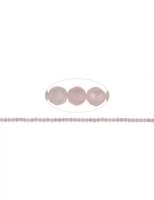 Heilstein & Edelstein-Strang - Kugeln, Rosenquarz, facettiert, 02mm