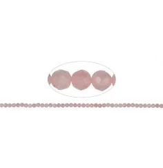 Heilstein & Edelstein-Strang - Kugeln, Rosenquarz, facettiert, 03mm (39cm)