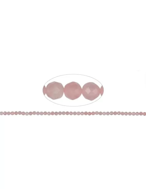 Heilstein & Edelstein-Strang - Kugeln, Rosenquarz, facettiert, 03mm (39cm)