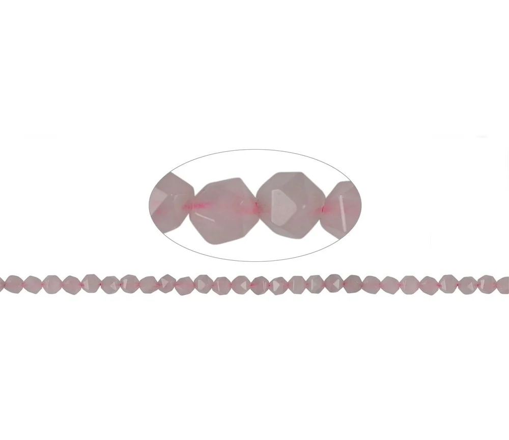Heilstein & Edelstein-Strang - Kugeln, Rosenquarz, facettiert (Starcut), 05-06mm