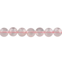 Heilstein & Edelstein-Strang - Disc, Rosenquarz, facettiert, 10mm