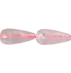 Heilstein & Edelstein-Strang - Tropfen, Rosenquarz A, facettiert, 26 x 12mm