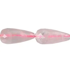 Heilstein & Edelstein-Strang - Tropfen, Rosenquarz A, facettiert, 26 x 12mm