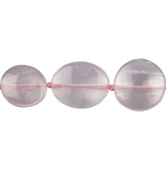 Heilstein & Edelstein-Strang - Freeform flach, Rosenquarz extra, 18 - 22mm