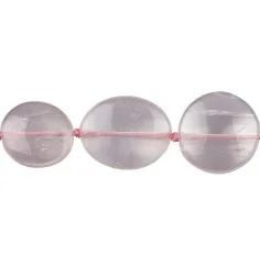 Heilstein & Edelstein-Strang - Freeform flach, Rosenquarz extra, 18 - 22mm