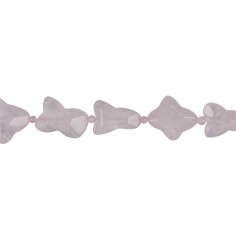 Heilstein & Edelstein-Strang - Wolke, Rosenquarz (extra), grob facettiert, 20 x 20mm