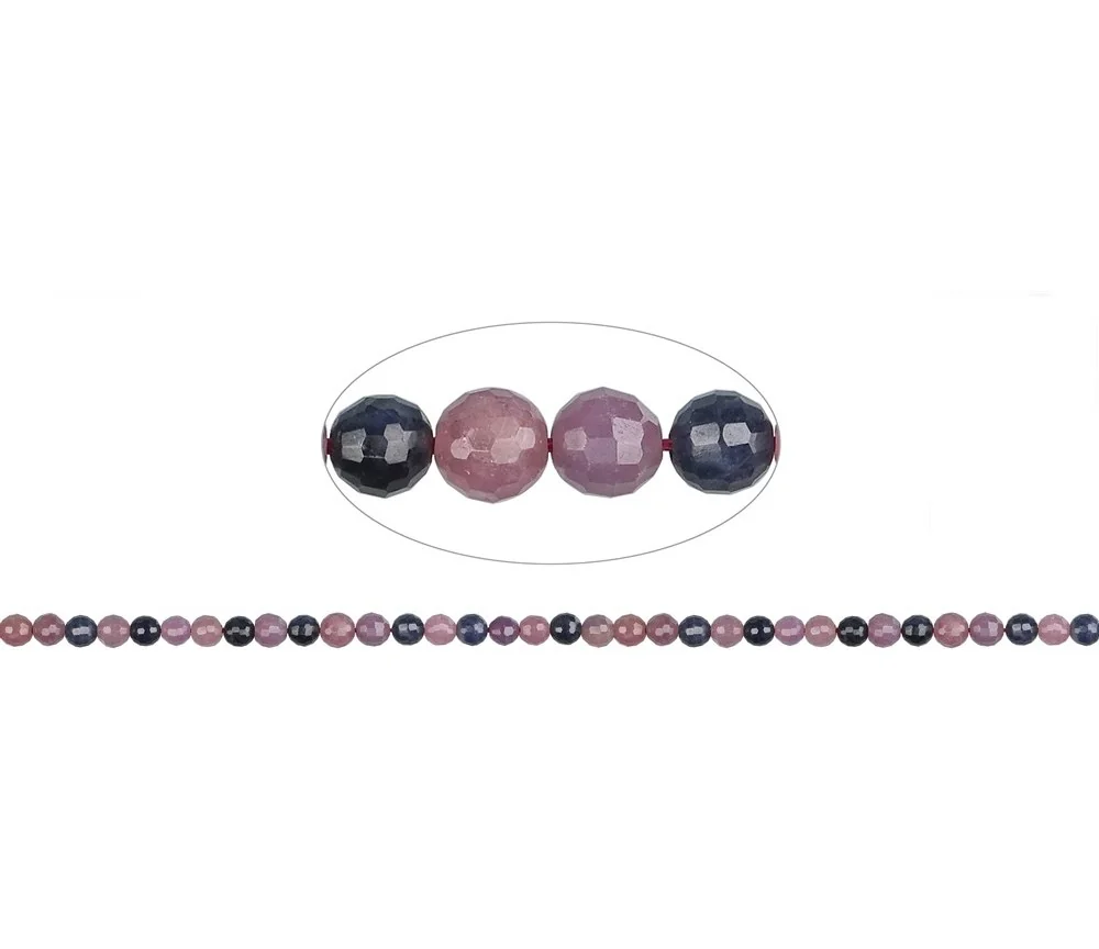 Heilstein & Edelstein-Strang - Kugeln, Saphir/Rubin, facettiert, 05mm