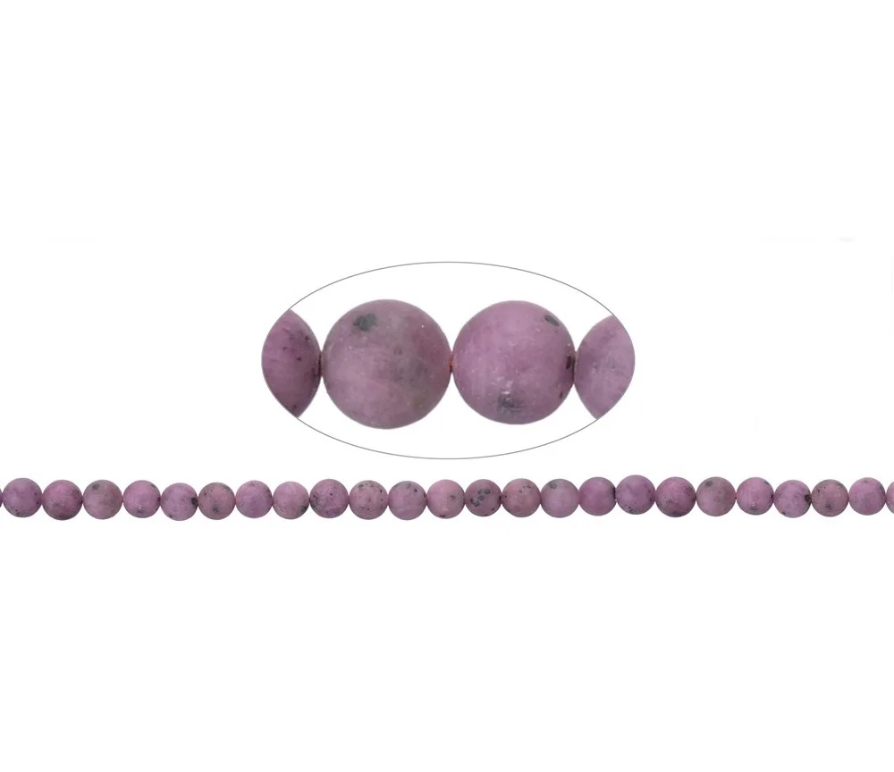 Heilstein & Edelstein-Strang - Kugeln, Rubin, matt, 10mm (39cm)