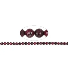 Heilstein & Edelstein-Strang - Kugeln, Rubin, facettiert, 08mm (39cm)