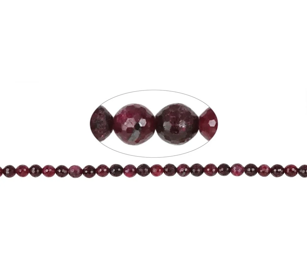 Heilstein & Edelstein-Strang - Kugeln, Rubin, facettiert, 08mm (39cm)