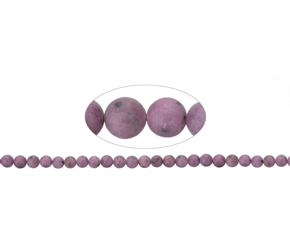 Heilstein & Edelstein-Strang - Kugeln, Rubin, matt, 08-09mm (39cm)