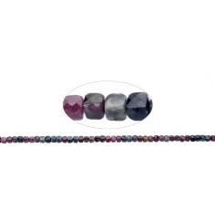 Heilstein & Edelstein-Strang - Würfel, Rubin/Saphir, facettiert, 04mm (39cm)