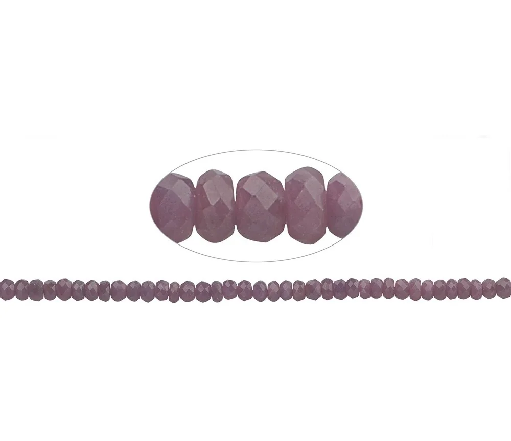 Heilstein & Edelstein-Strang - Button, Rubin, facettiert, 03 x 05mm