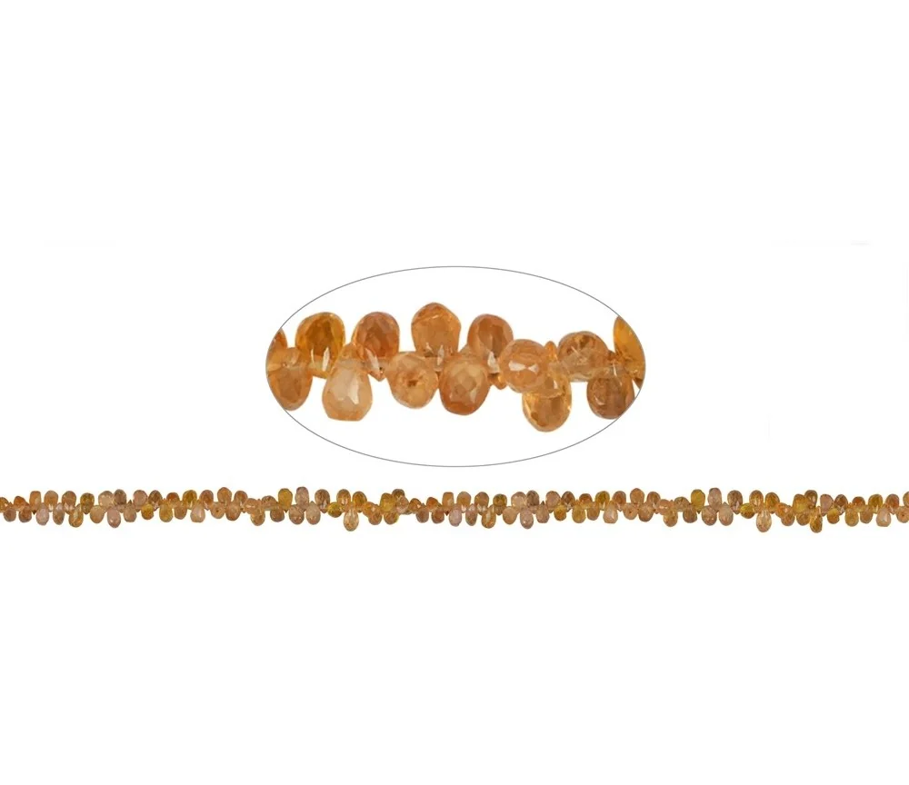 Heilstein & Edelstein-Strang - Tropfen, Saphir (orange), facettiert, 03 x 05mm
