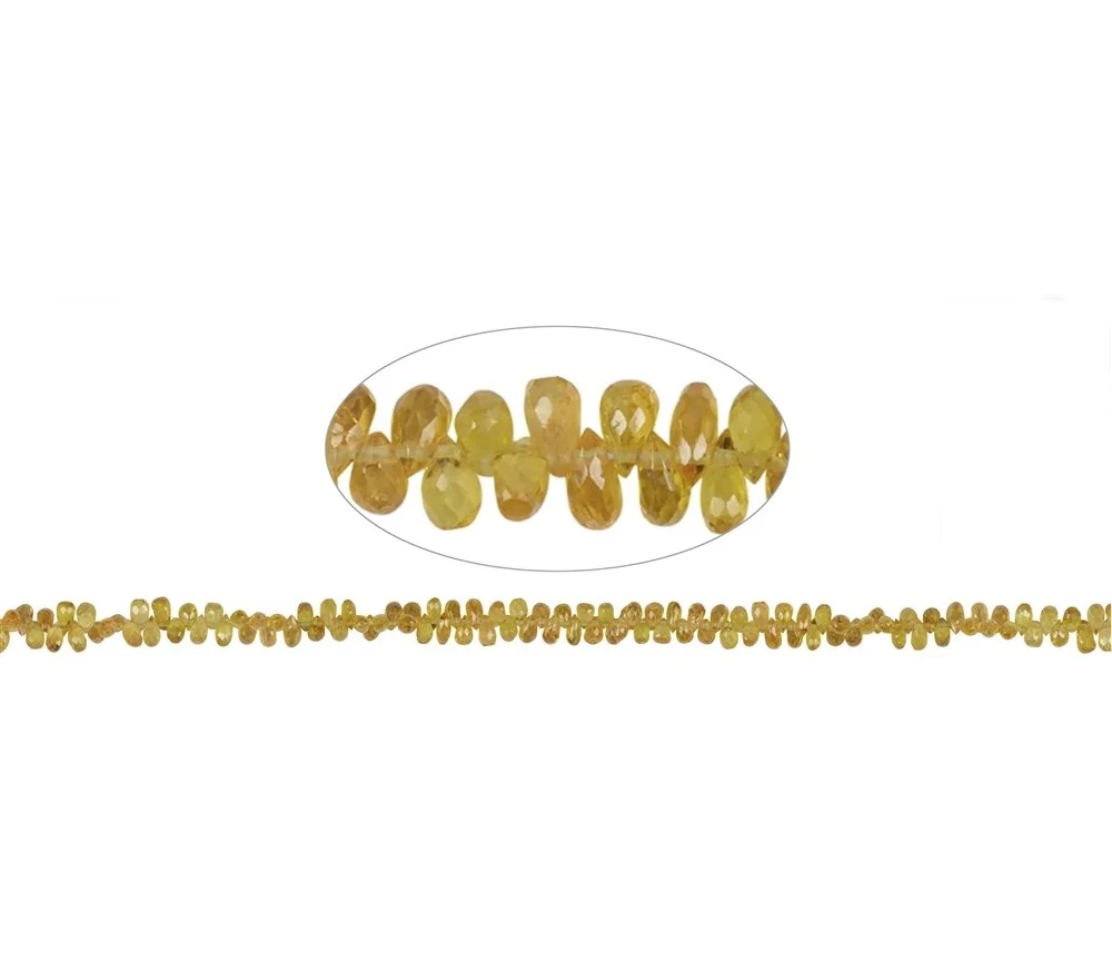 Heilstein & Edelstein-Strang - Tropfen, Saphir (gelb), facettiert, 03 x 05mm