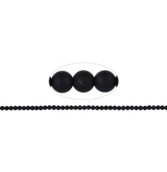 Heilstein & Edelstein-Strang - Kugeln, Schörl (stab.), matt, 04mm (39cm)