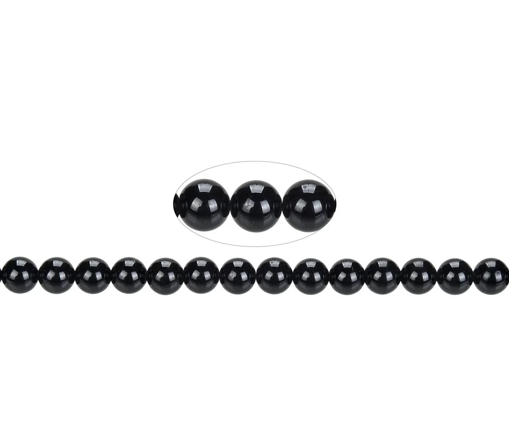 Heilstein & Edelstein-Strang - Kugeln, Schörl (stab.), 08mm