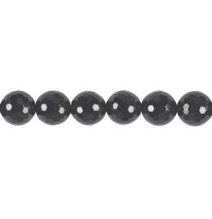 Heilstein & Edelstein-Strang - Kugeln, Schörl (stab.), facettiert, 12mm