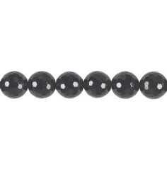 Heilstein & Edelstein-Strang - Kugeln, Schörl (stab.), facettiert, 12mm