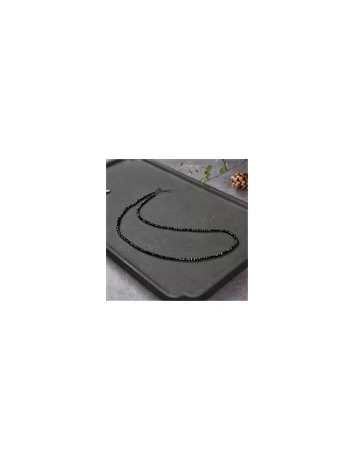 Heilstein & Edelstein-Strang - Kugeln, Schörl (stab.), facettiert, 02mm (39cm)