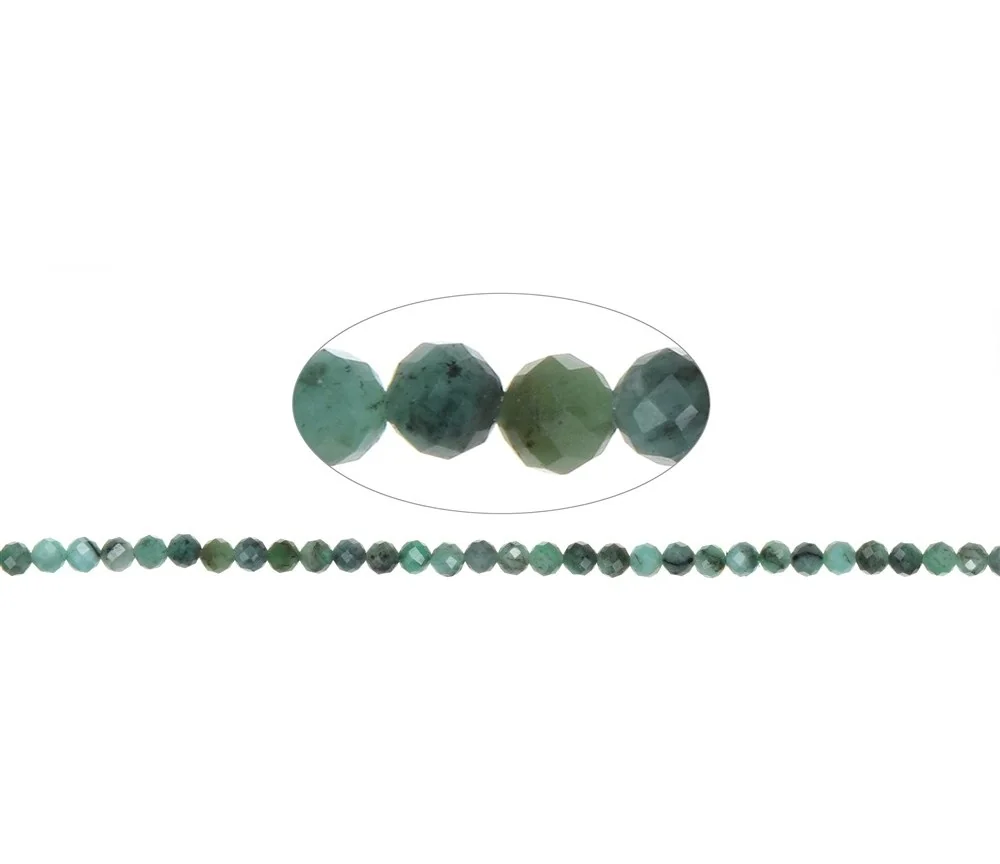 Heilstein & Edelstein-Strang - Kugeln, Smaragd, facettiert, 05mm (39cm)