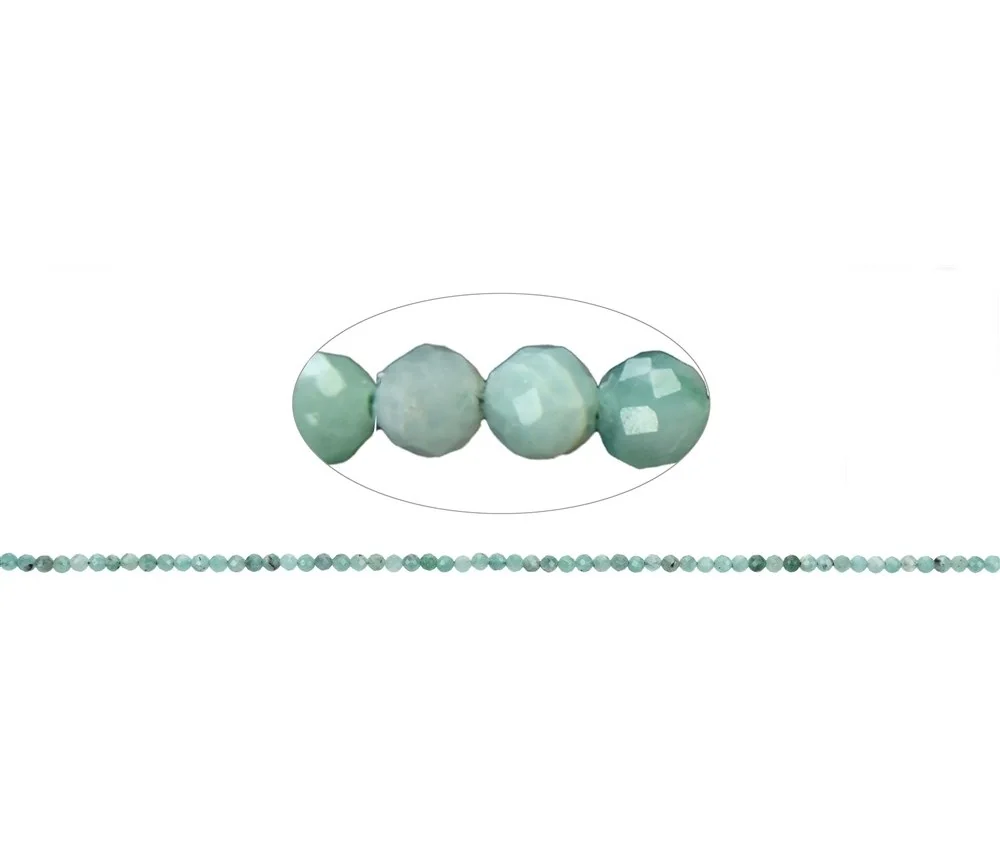Heilstein & Edelstein-Strang - Kugeln, Smaragd, facettiert, 02mm (38cm)