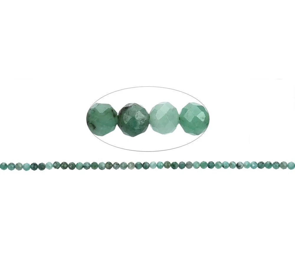 Heilstein & Edelstein-Strang - Kugeln, Smaragd, facettiert, 04mm (39cm)