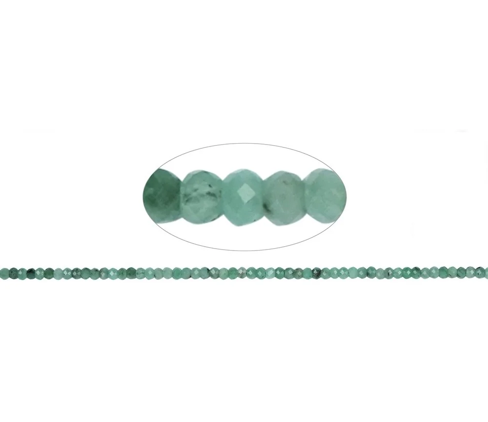 Heilstein & Edelstein-Strang - Button, Smargad, facettiert, 03 x 02mm