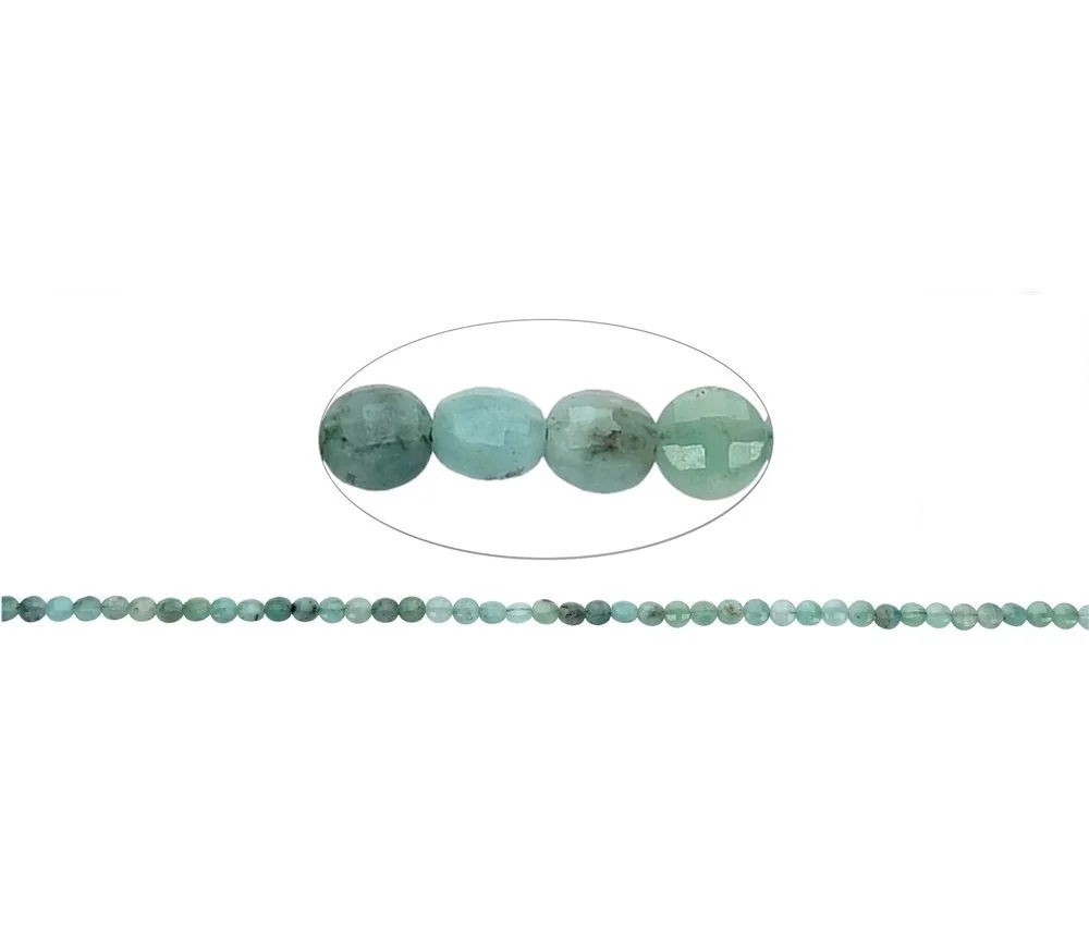 Heilstein & Edelstein-Strang - Scheibe/Coin, Smaragd, facettiert, 04mm (39cm)