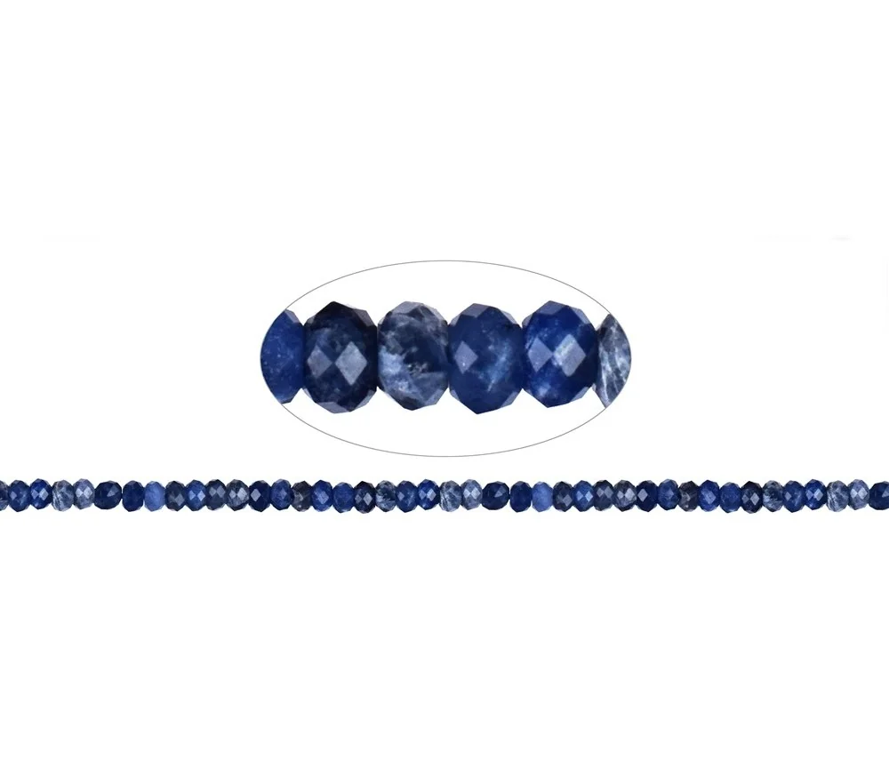 Heilstein & Edelstein-Strang - Button, Sodalith, facettiert, 04mm