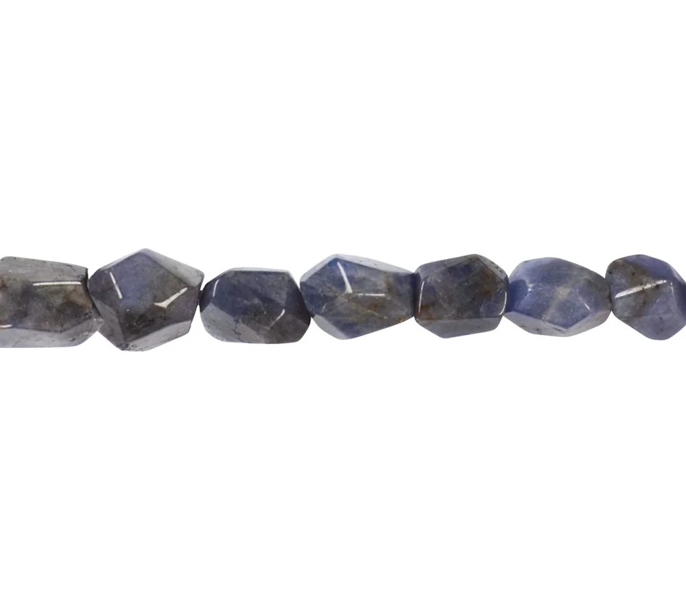 Heilstein & Edelstein-Strang - Nuggets grob facettiert, Tansanit, 08-15 x 07-11mm (43cm)