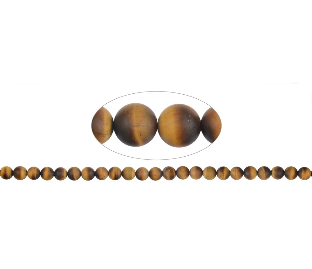 Heilstein & Edelstein-Strang - Kugeln, Tigerauge, matt, 08mm