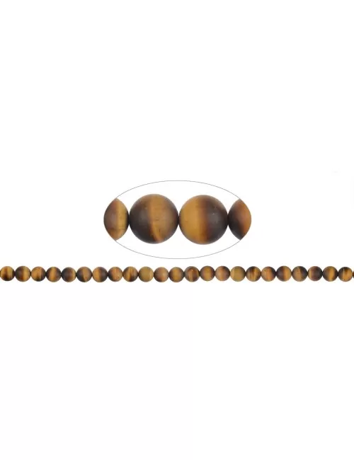 Heilstein & Edelstein-Strang - Kugeln, Tigerauge, matt, 08mm