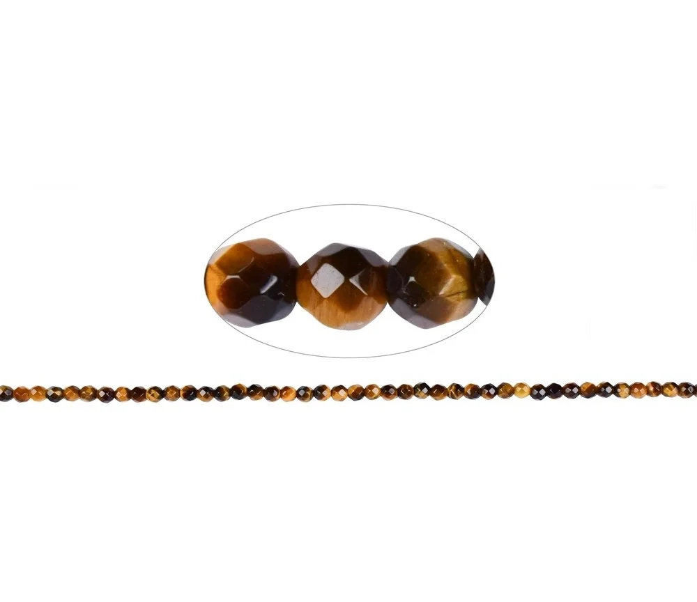Heilstein & Edelstein-Strang - Kugeln, Tigerauge, facettiert, 04mm